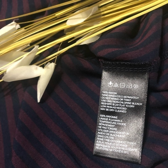 COOPERATIVE OTS Flutter Sleeve Dress in Wine/Navy - Picture 7 of 7